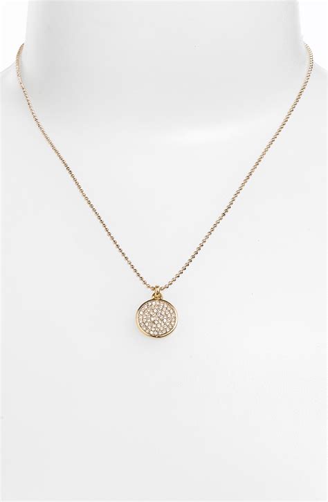 michael kors pavé circle pendant necklace|Michael Kors necklace sale.